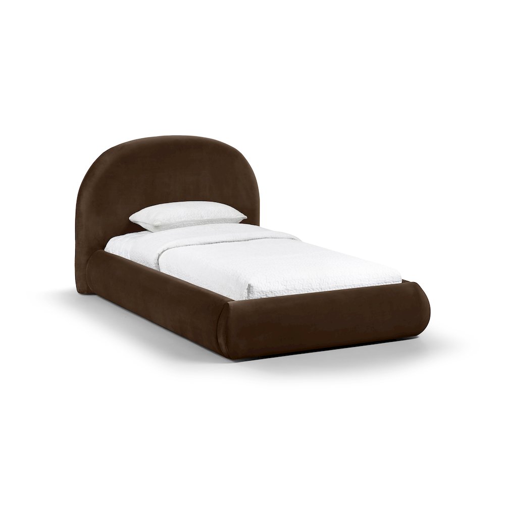 Celine Brown Velvet Upholstered Twin Bed