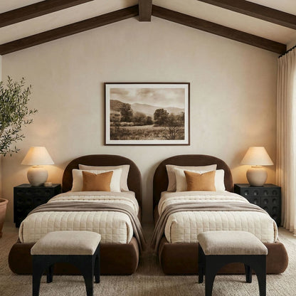 Celine Brown Velvet Upholstered Twin Bed