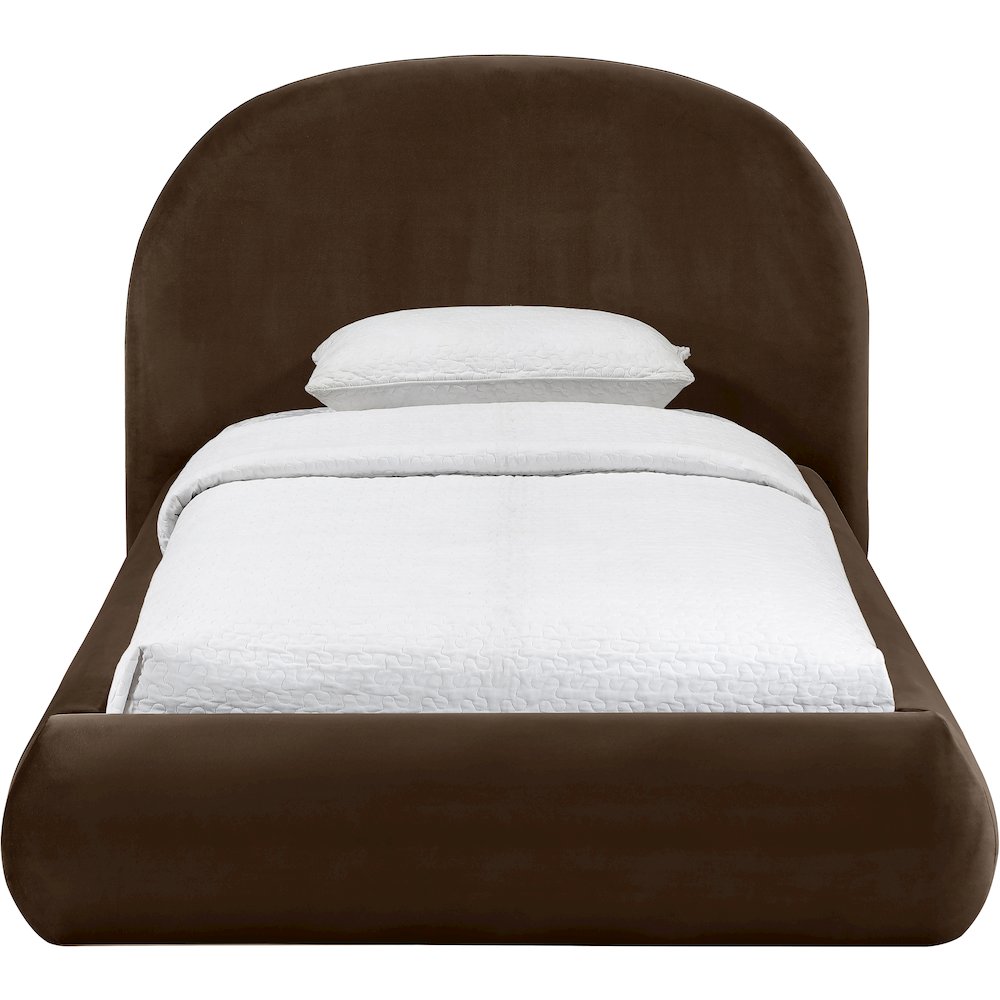 Celine Brown Velvet Upholstered Twin Bed