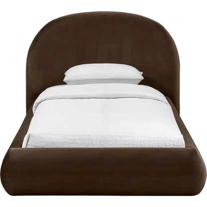 Celine Brown Velvet Upholstered Twin Bed