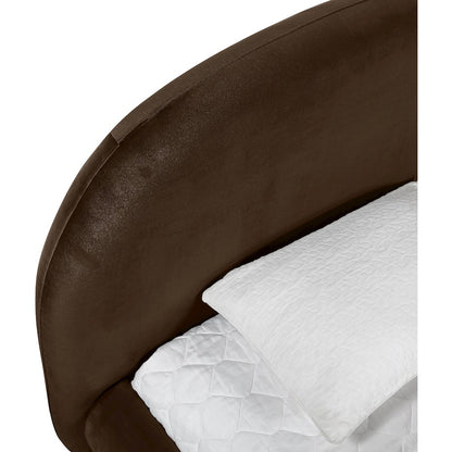 Celine Brown Velvet Upholstered Twin Bed