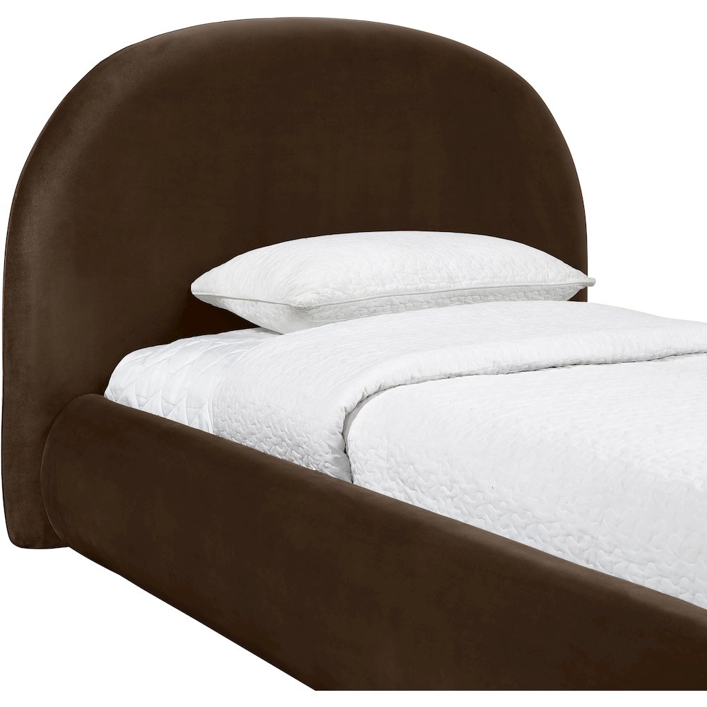 Celine Brown Velvet Upholstered Twin Bed