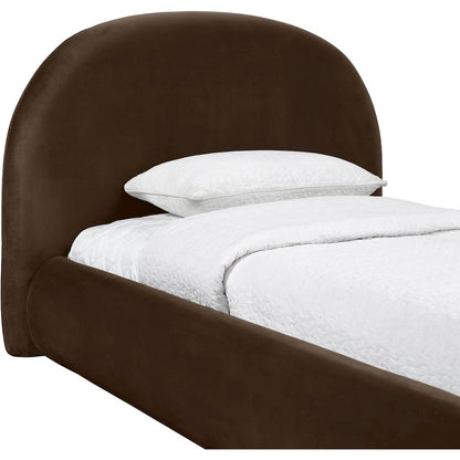 Celine Brown Velvet Upholstered Twin Bed