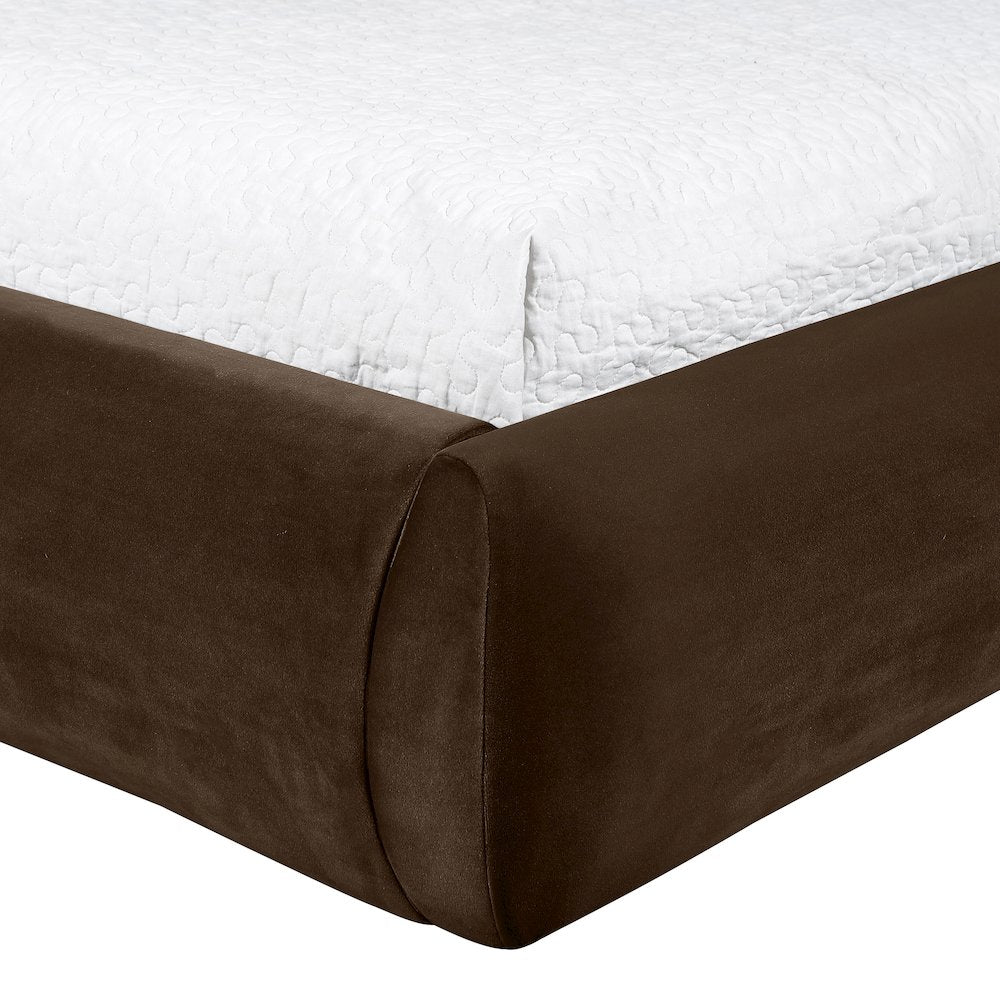 Celine Brown Velvet Upholstered Twin Bed