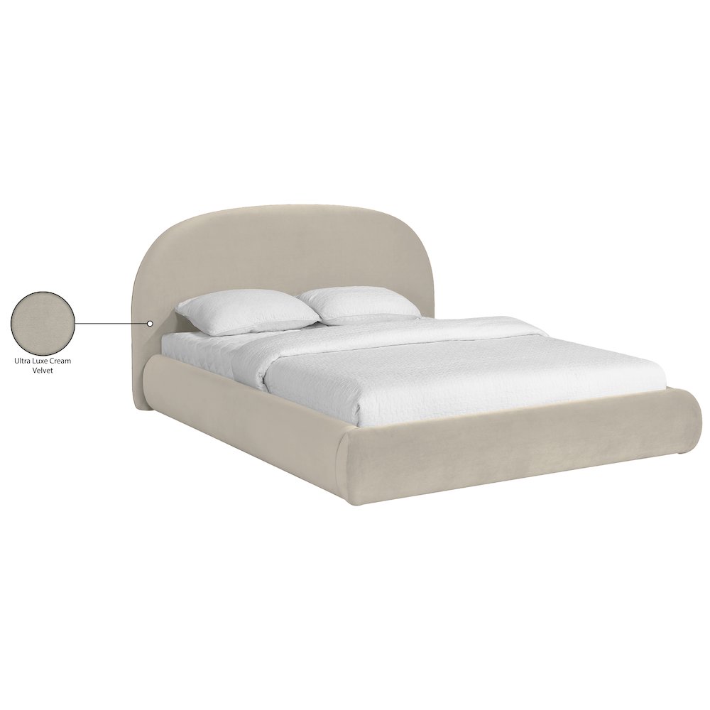 Celine Cream Velvet Upholstered Full Bed