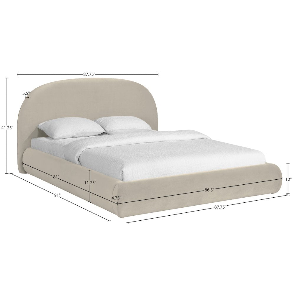 Celine Cream Velvet Upholstered King Bed