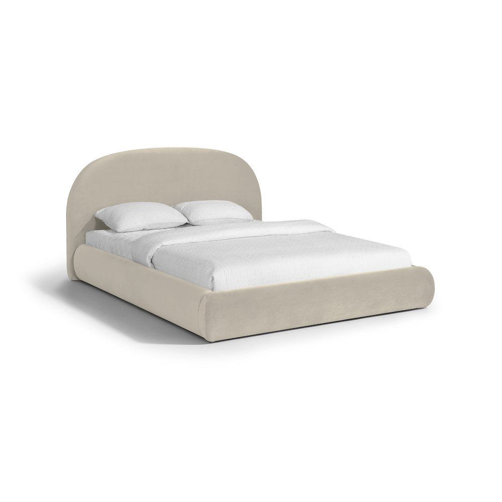 Celine Cream Velvet Upholstered King Bed