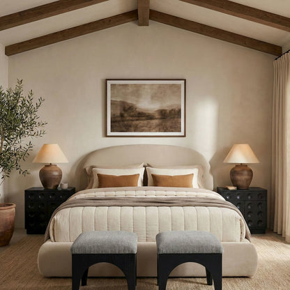 Celine Cream Velvet Upholstered King Bed