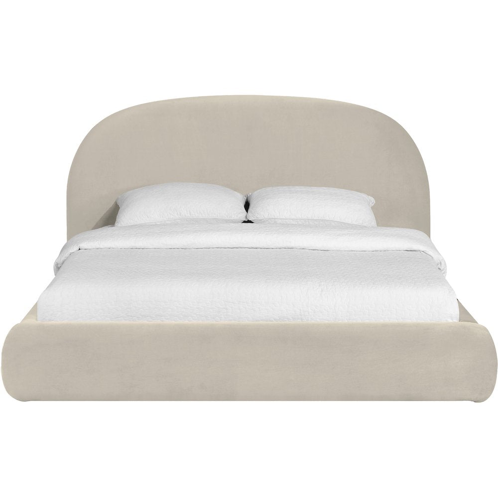 Celine Cream Velvet Upholstered King Bed