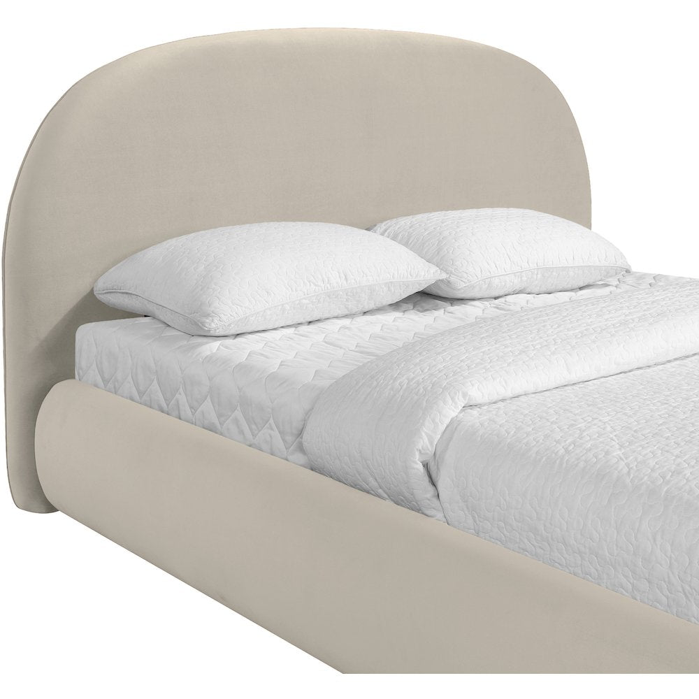 Celine Cream Velvet Upholstered King Bed