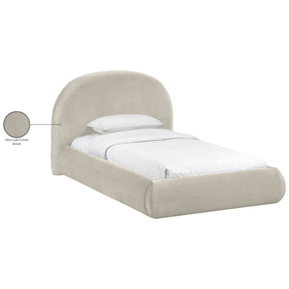 Celine Cream Velvet Upholstered Twin Bed