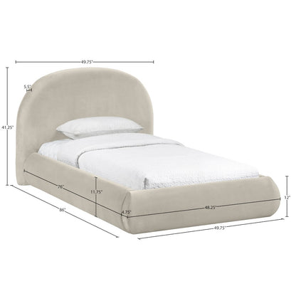 Celine Cream Velvet Upholstered Twin Bed