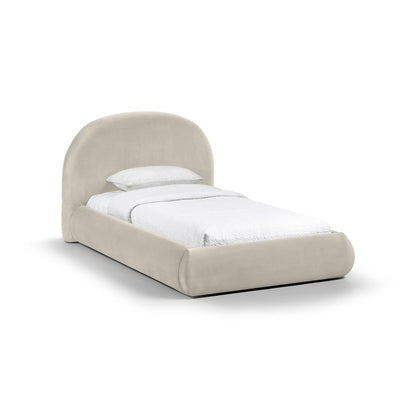 Celine Cream Velvet Upholstered Twin Bed