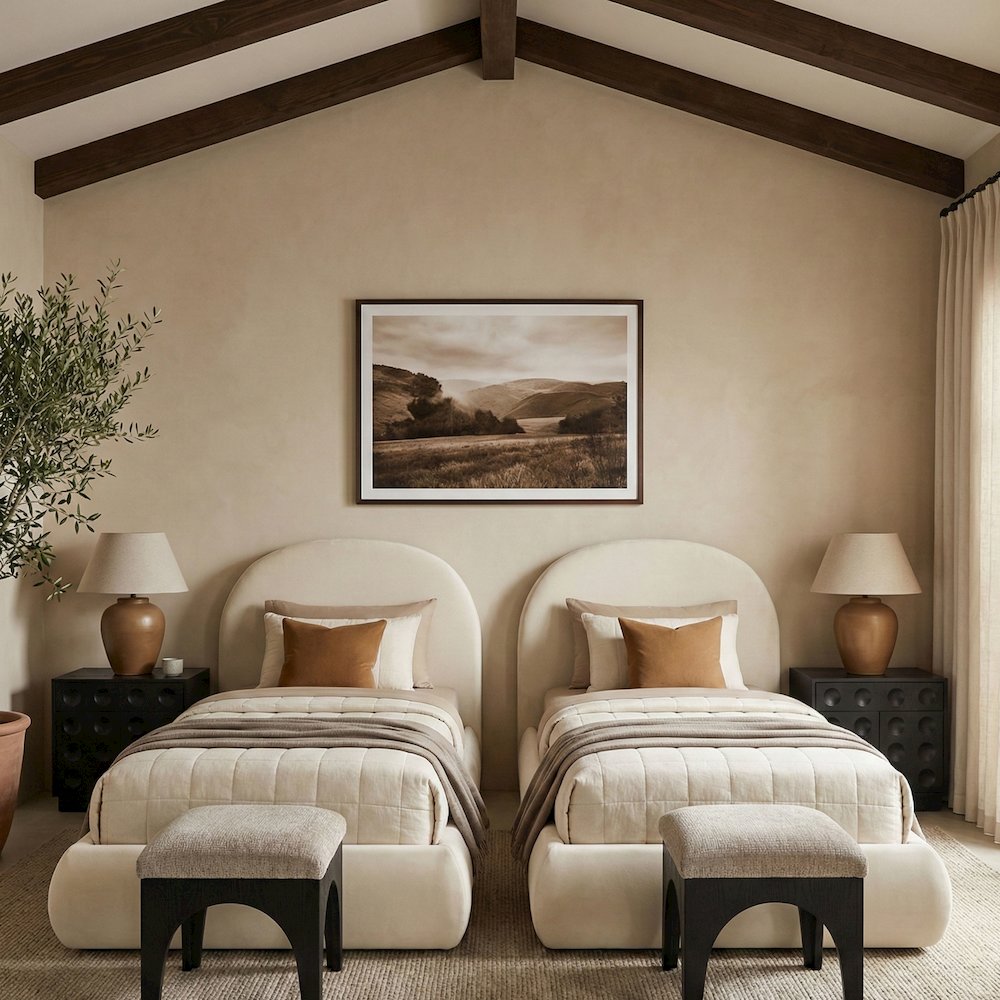 Celine Cream Velvet Upholstered Twin Bed