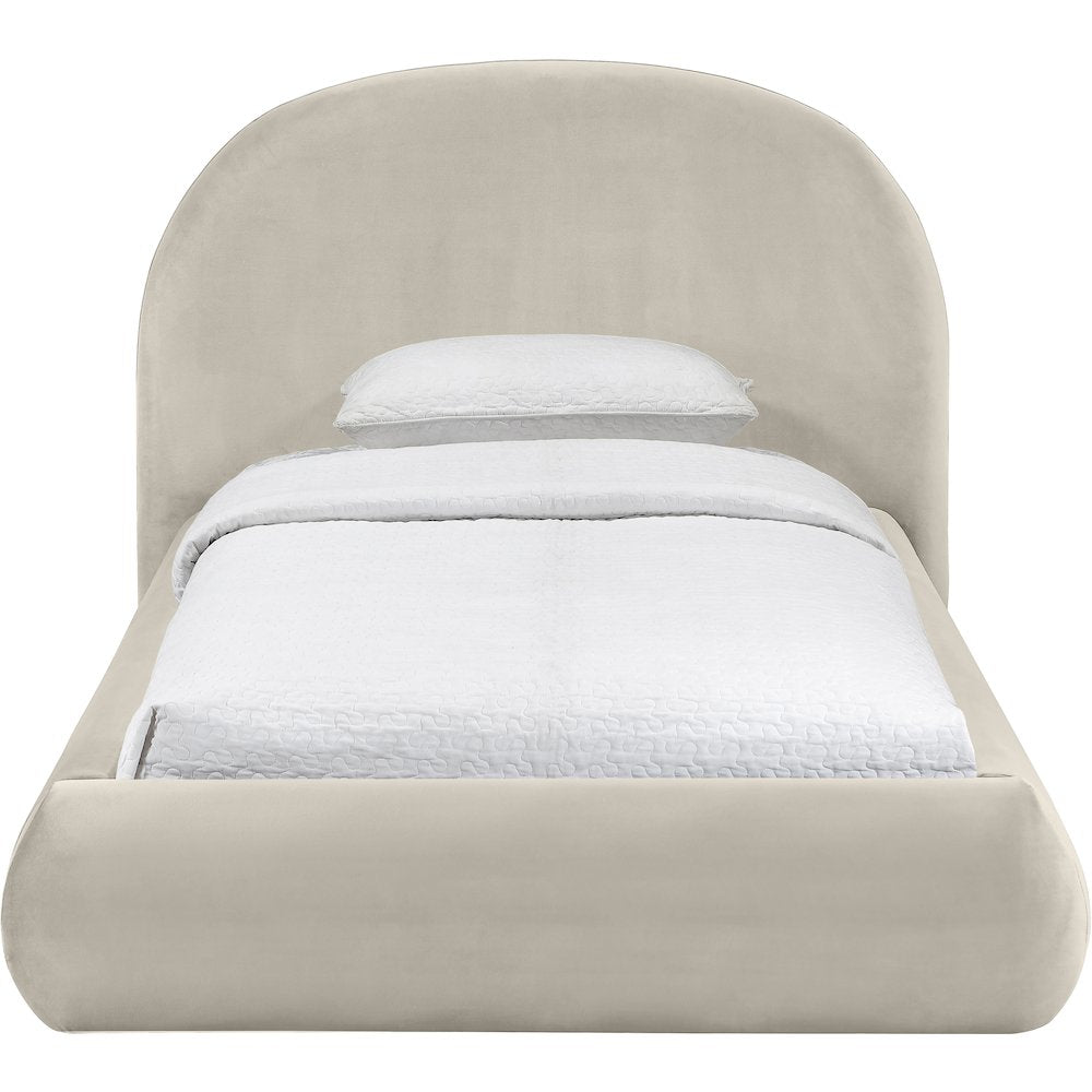 Celine Cream Velvet Upholstered Twin Bed