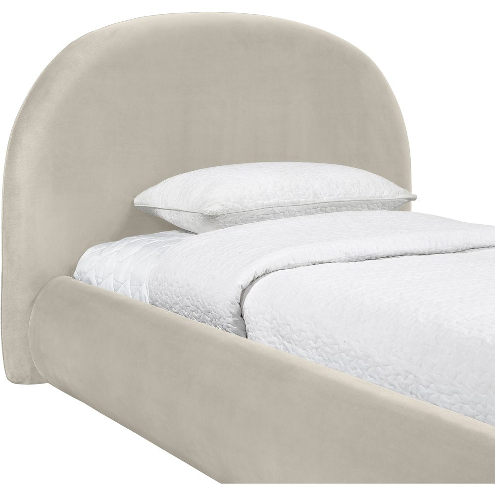 Celine Cream Velvet Upholstered Twin Bed