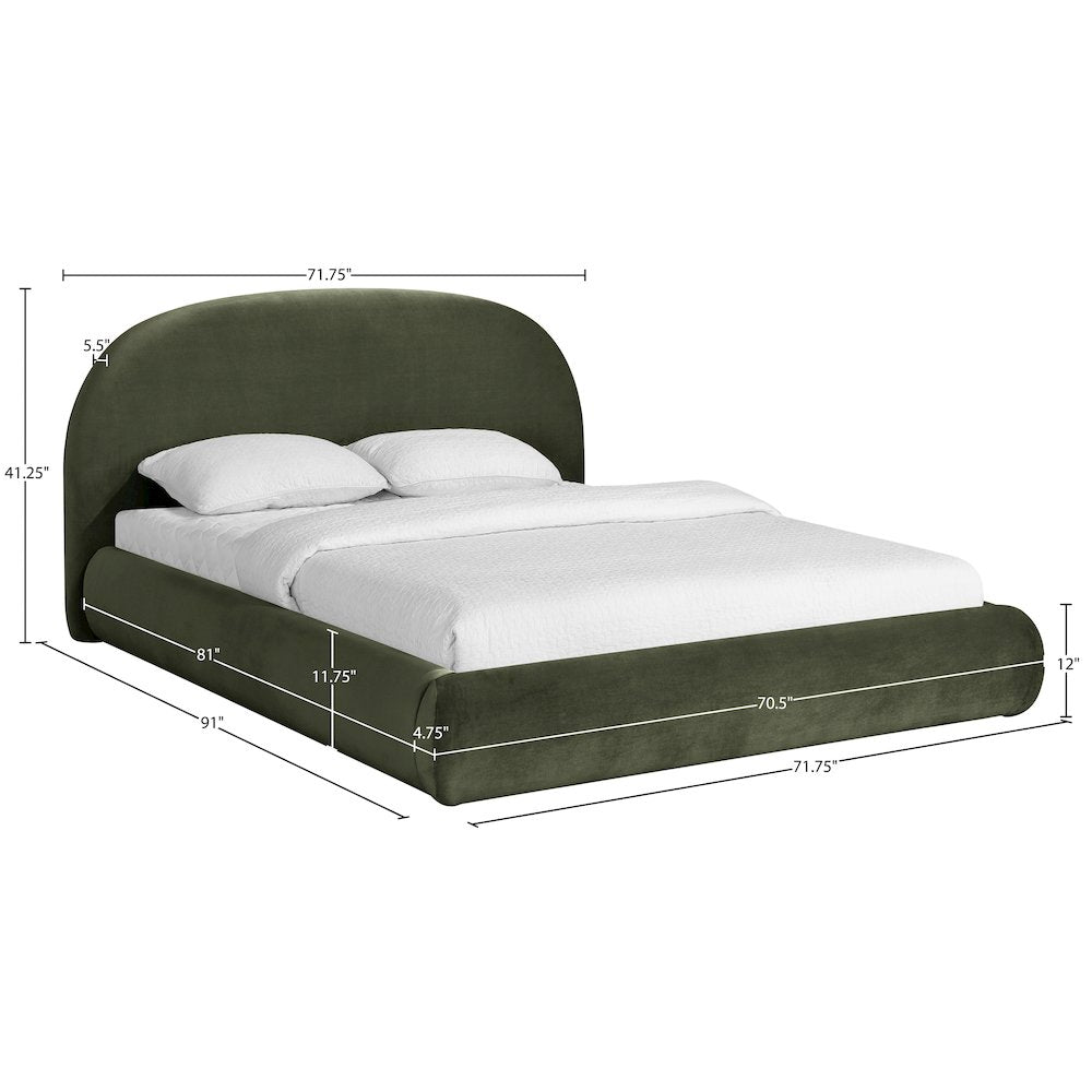 Celine Green Velvet Upholstered Queen Bed