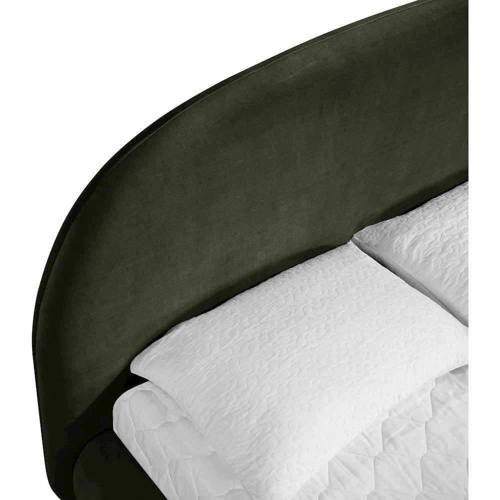 Celine Green Velvet Upholstered Queen Bed