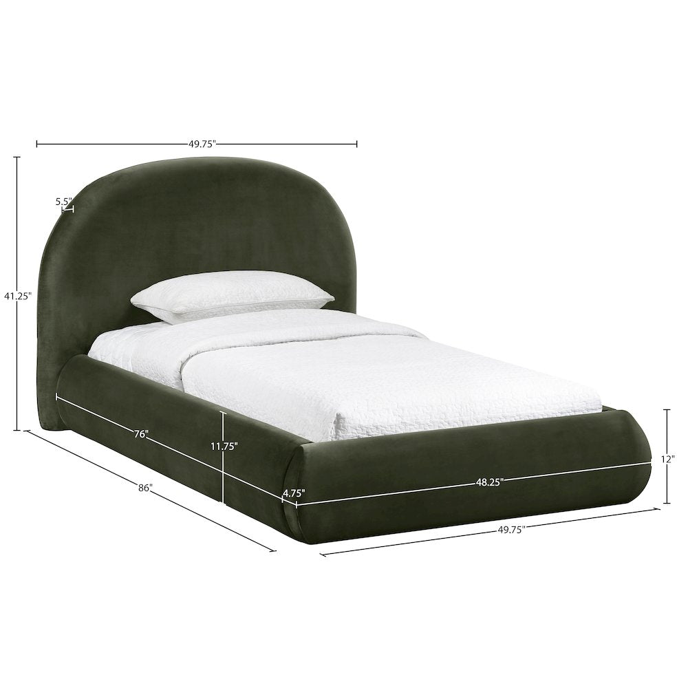 Celine Green Velvet Upholstered Twin Bed