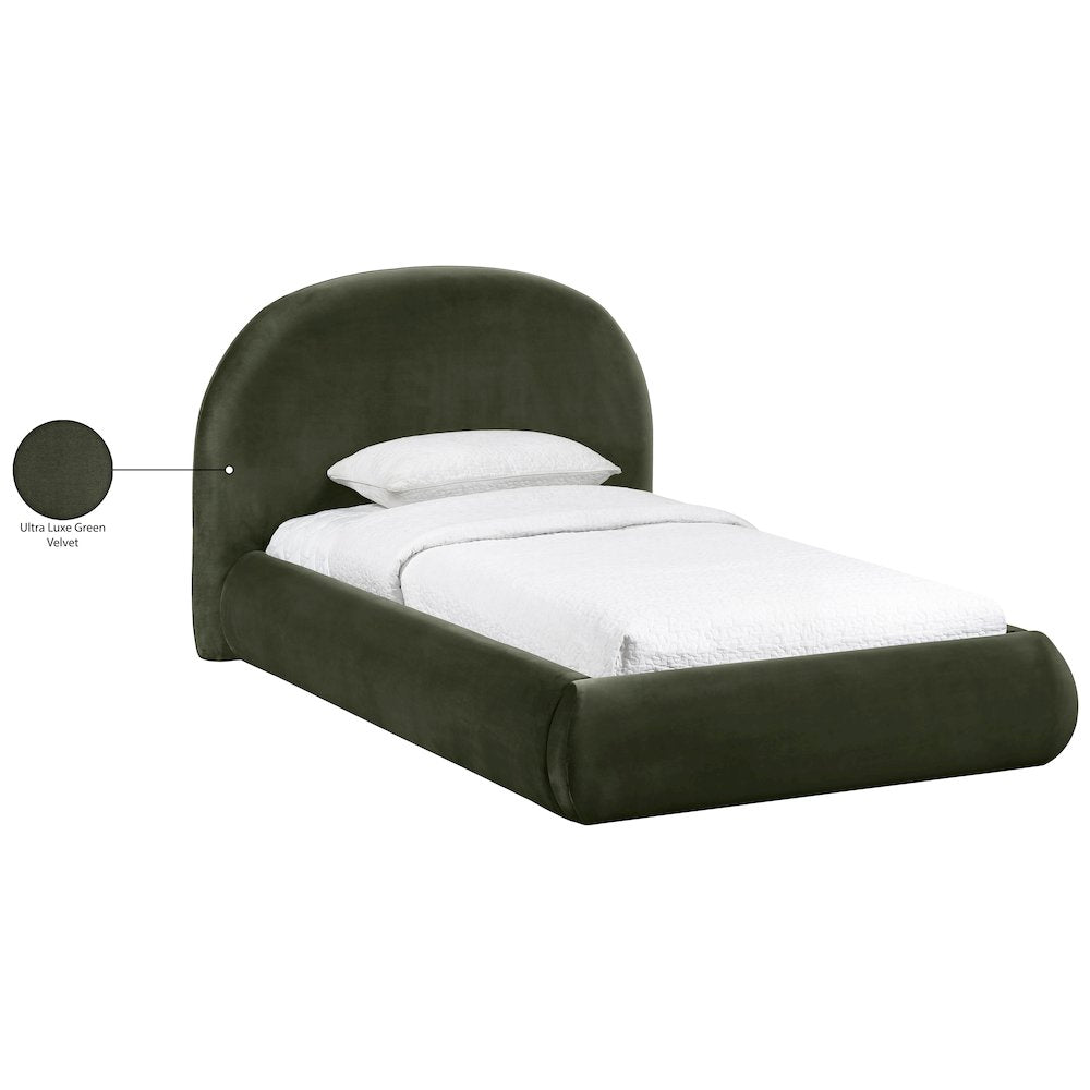 Celine Green Velvet Upholstered Twin Bed