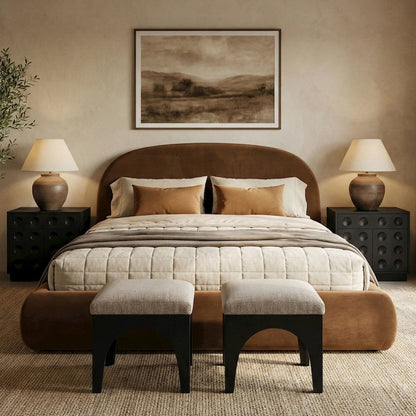 Celine Saddle Velvet Upholstered Full Bed