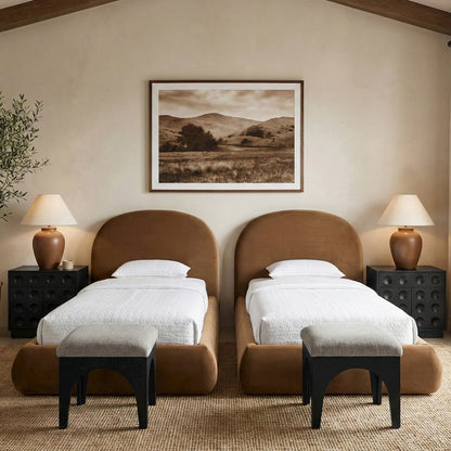 Celine Saddle Velvet Upholstered Twin Bed