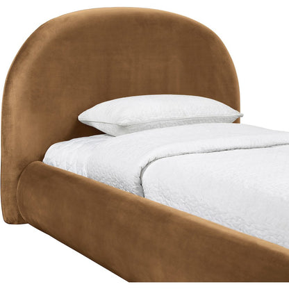 Celine Saddle Velvet Upholstered Twin Bed