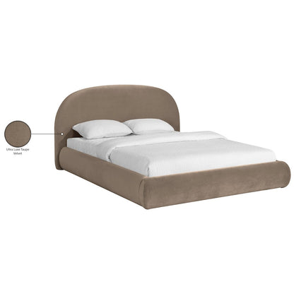 Celine Taupe Velvet Upholstered King Bed