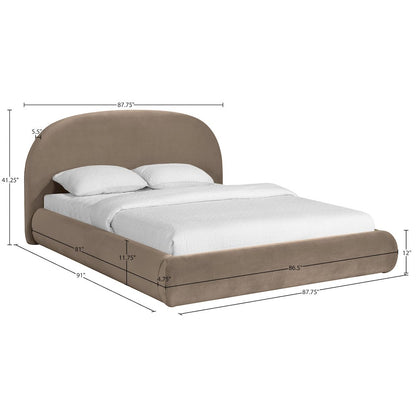 Celine Taupe Velvet Upholstered King Bed