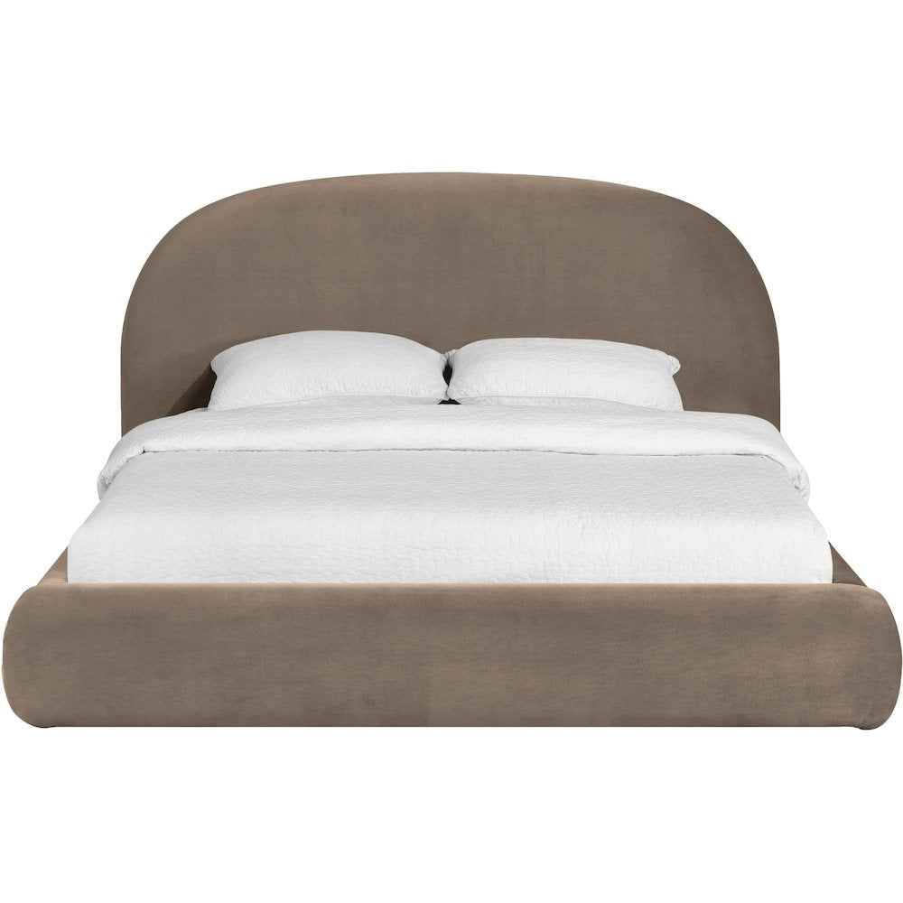 Celine Taupe Velvet Upholstered King Bed
