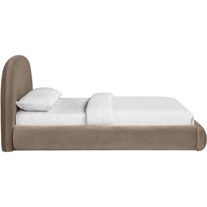 Celine Taupe Velvet Upholstered King Bed