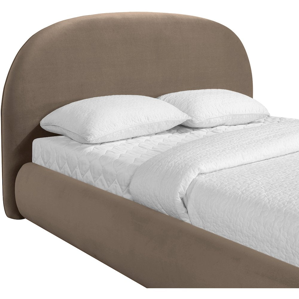 Celine Taupe Velvet Upholstered King Bed