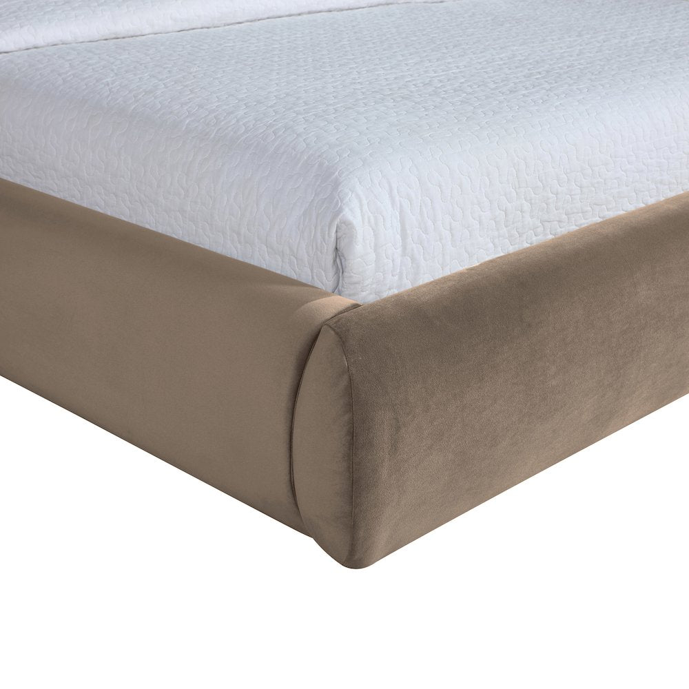 Celine Taupe Velvet Upholstered King Bed