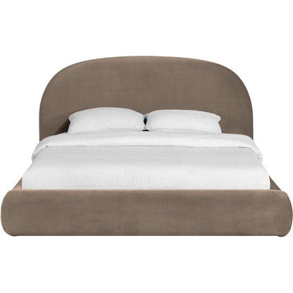 Celine Taupe Velvet Upholstered Queen Bed