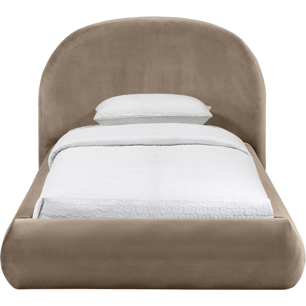 Celine Taupe Velvet Upholstered Twin Bed