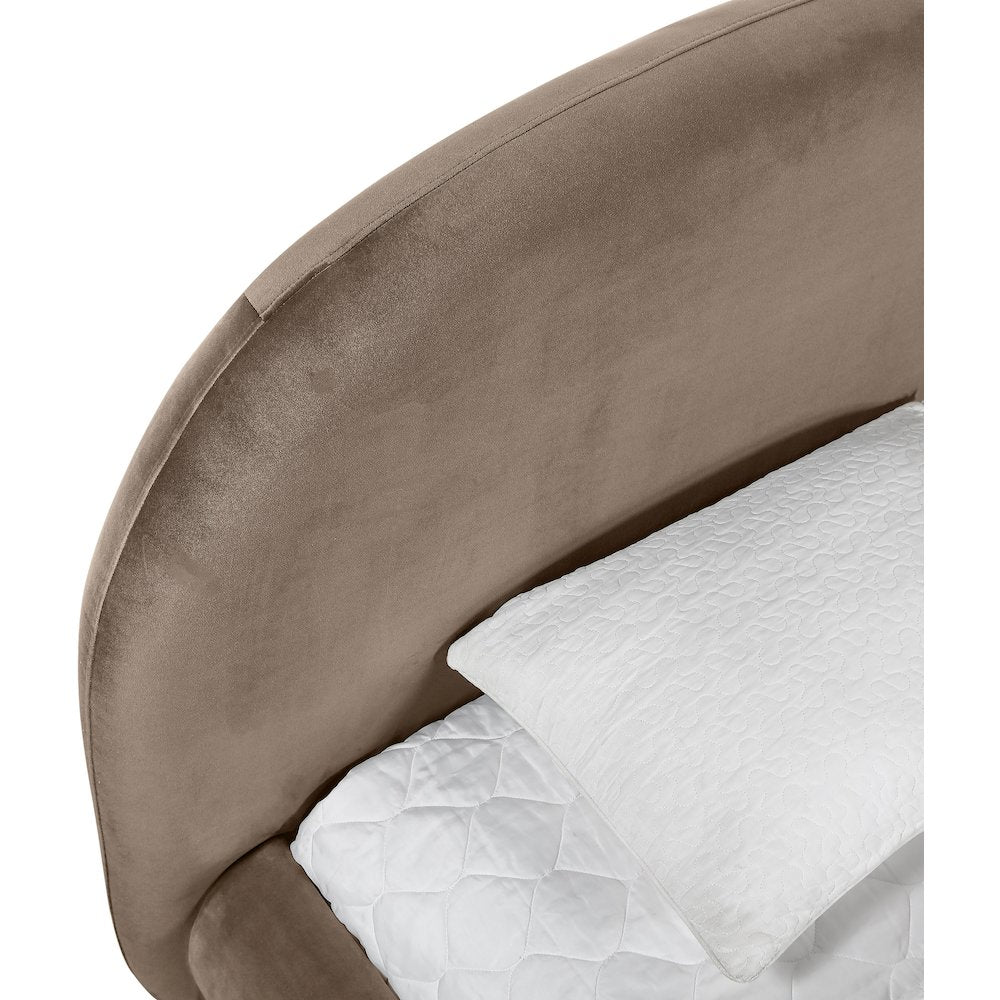 Celine Taupe Velvet Upholstered Twin Bed
