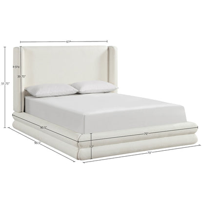 Chandra Cream Linen Textured Fabric Upholstered Queen Bed