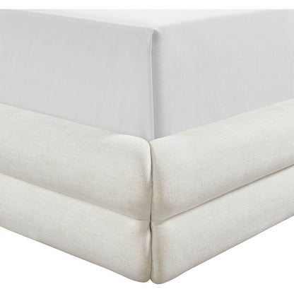 Chandra Cream Linen Textured Fabric Upholstered Queen Bed
