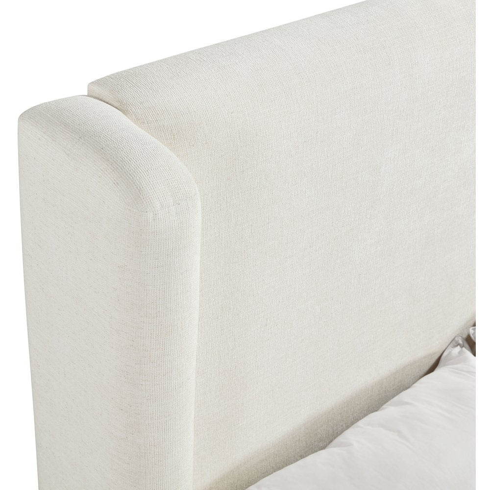 Chandra Cream Linen Textured Fabric Upholstered Queen Bed