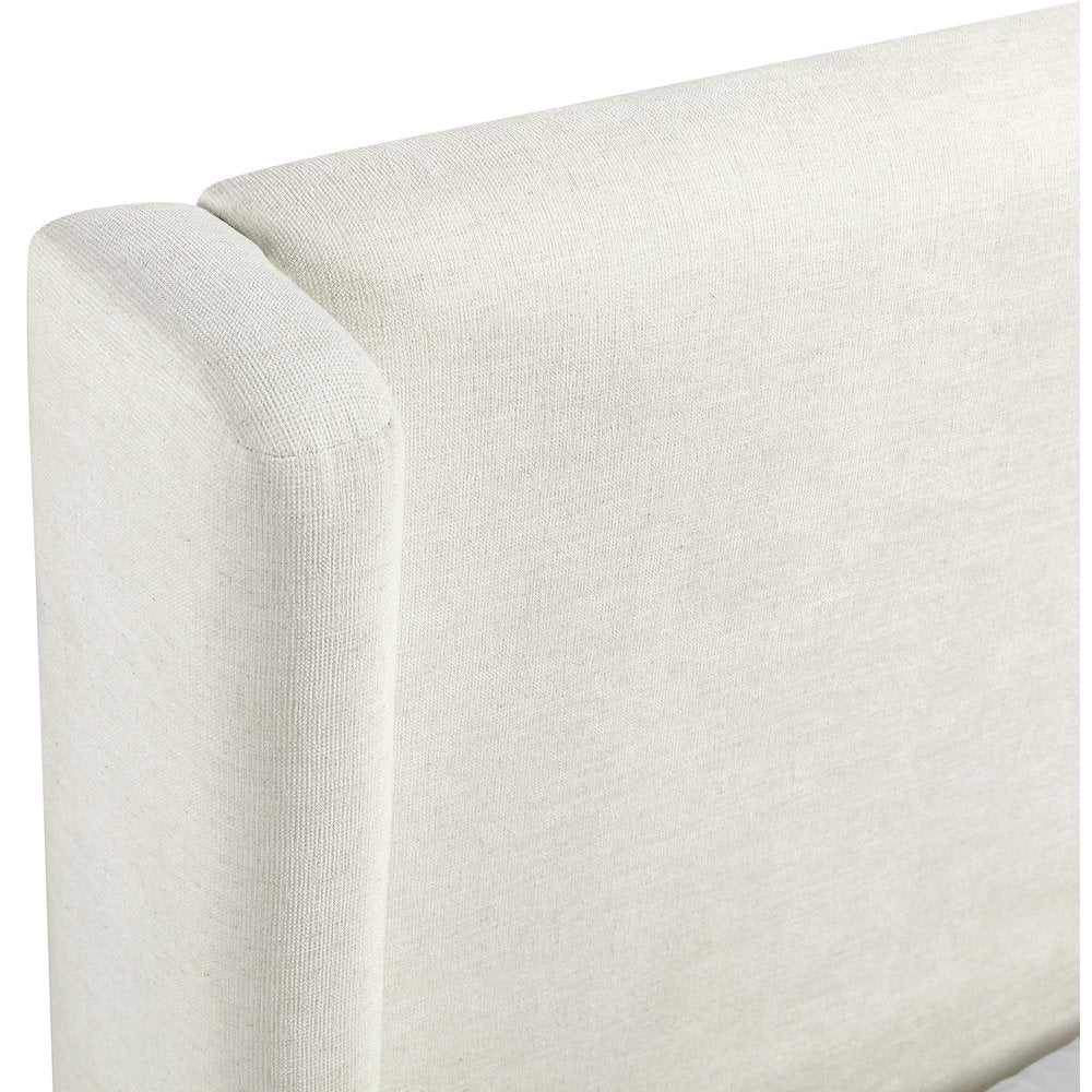 Chandra Cream Linen Textured Fabric Upholstered Twin Bed