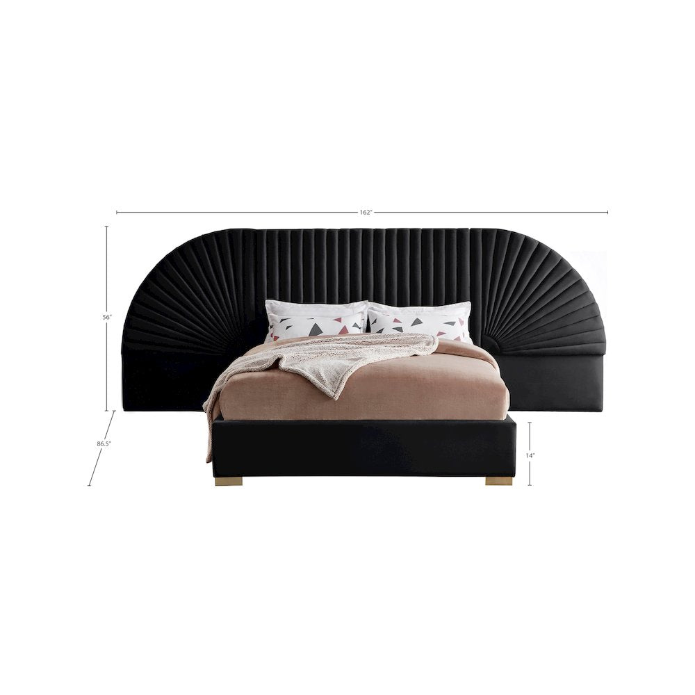 Cleo Black Velvet King Bed
