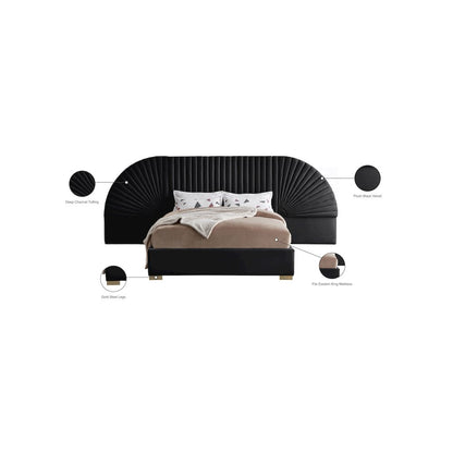 Cleo Black Velvet King Bed