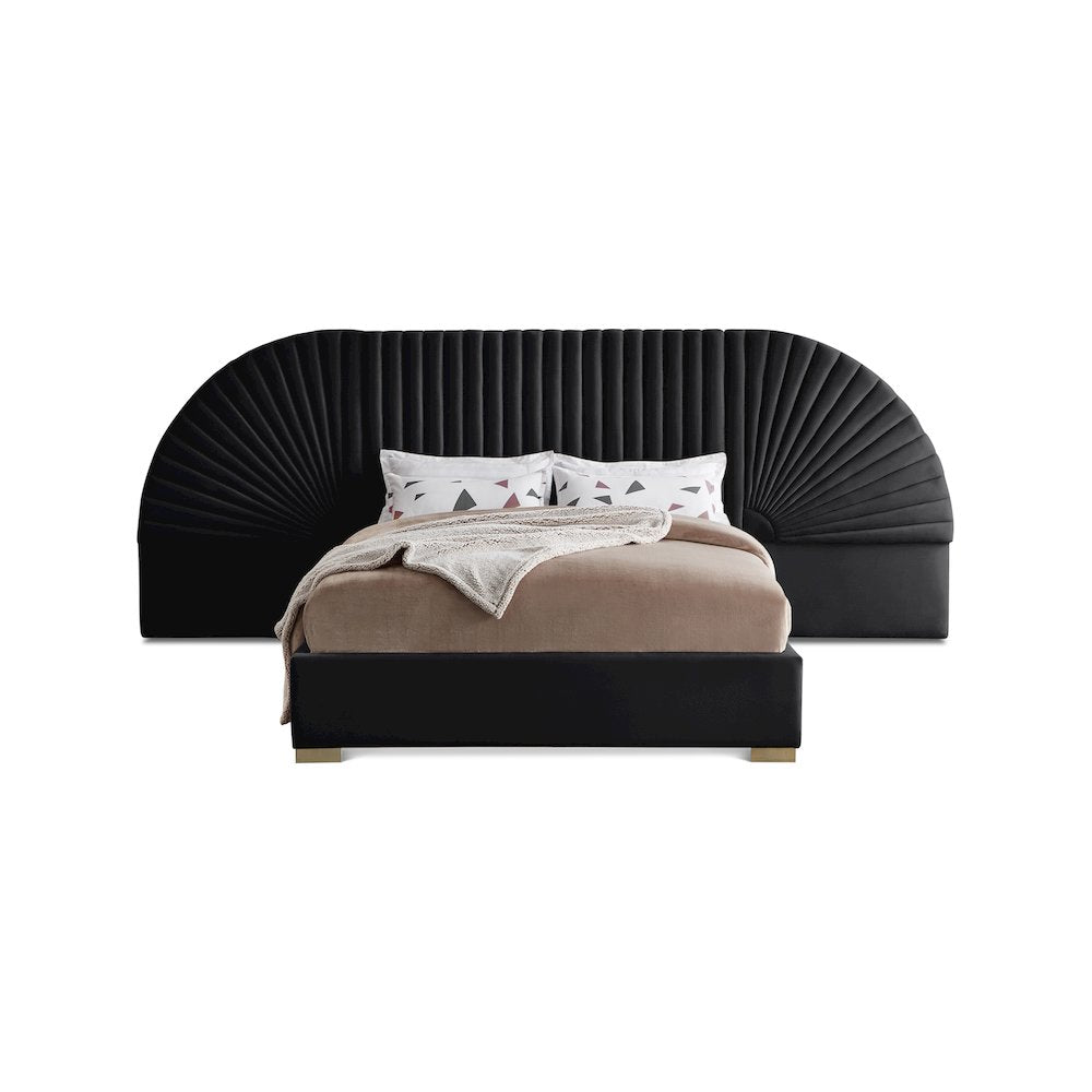 Cleo Black Velvet King Bed