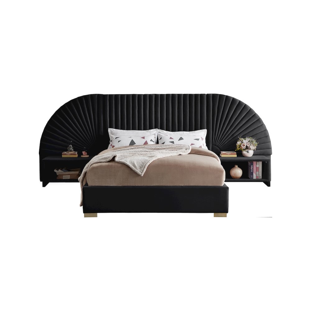 Cleo Black Velvet King Bed