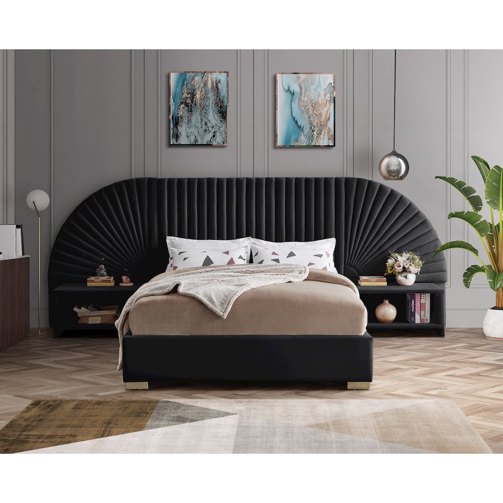 Cleo Black Velvet King Bed