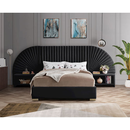 Cleo Black Velvet King Bed