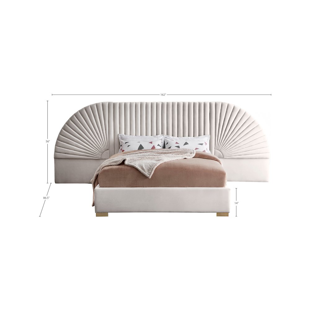Cleo Cream Velvet King Bed