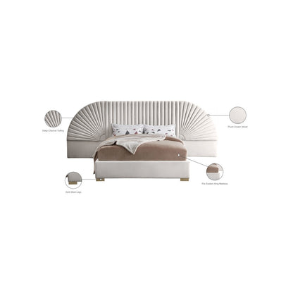 Cleo Cream Velvet King Bed