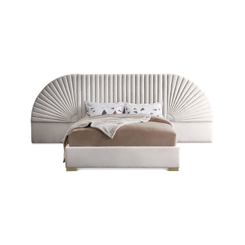 Cleo Cream Velvet King Bed