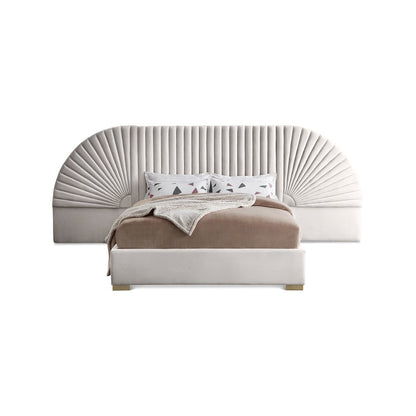 Cleo Cream Velvet King Bed
